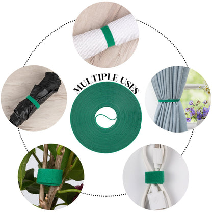 GCTWFYK 4 Roll Plant Tape Garden Ties, 131 Ft Green Plant Ties for Climbing Plants, 1/2" Adjustable Twist Ties for Plants Support, Reusable Nylon Gardening Tape for Growing, Home, Office