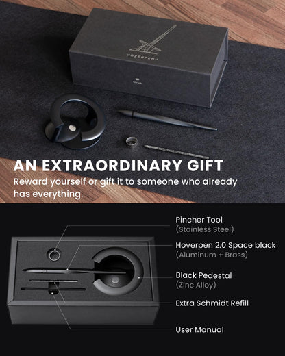novium Hoverpen Interstellar - Space Black, Ballpoint Pen, Unique Conversational Starter, Premium Futuristic Design, Precision Flow Ink, German-engineered Ballpoint Cartridges
