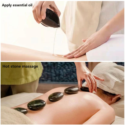 MINGJISHIYE Hot Stones Massage Set,6 Piece Set Oval hot Stone 3.15x2.36x0.7 inches.Basalt Home spa, Relaxation, Massage Treatment