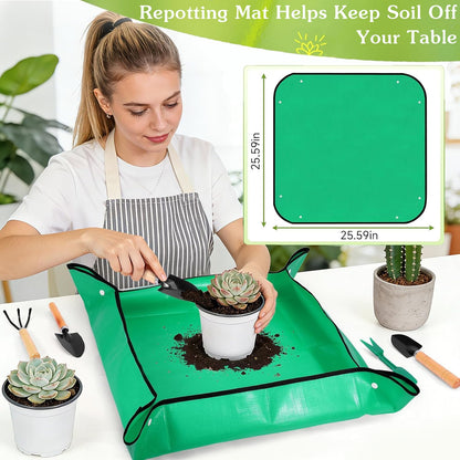 Gardening Tool Set, 18PCS Indoor Plant Tools for Succulents, Bonsai & Herbs, Mini Garden Tools with Repotting Mat for Indoor Plants, Soil Scoop, Pruner, Gloves, Plant Ties & Labels