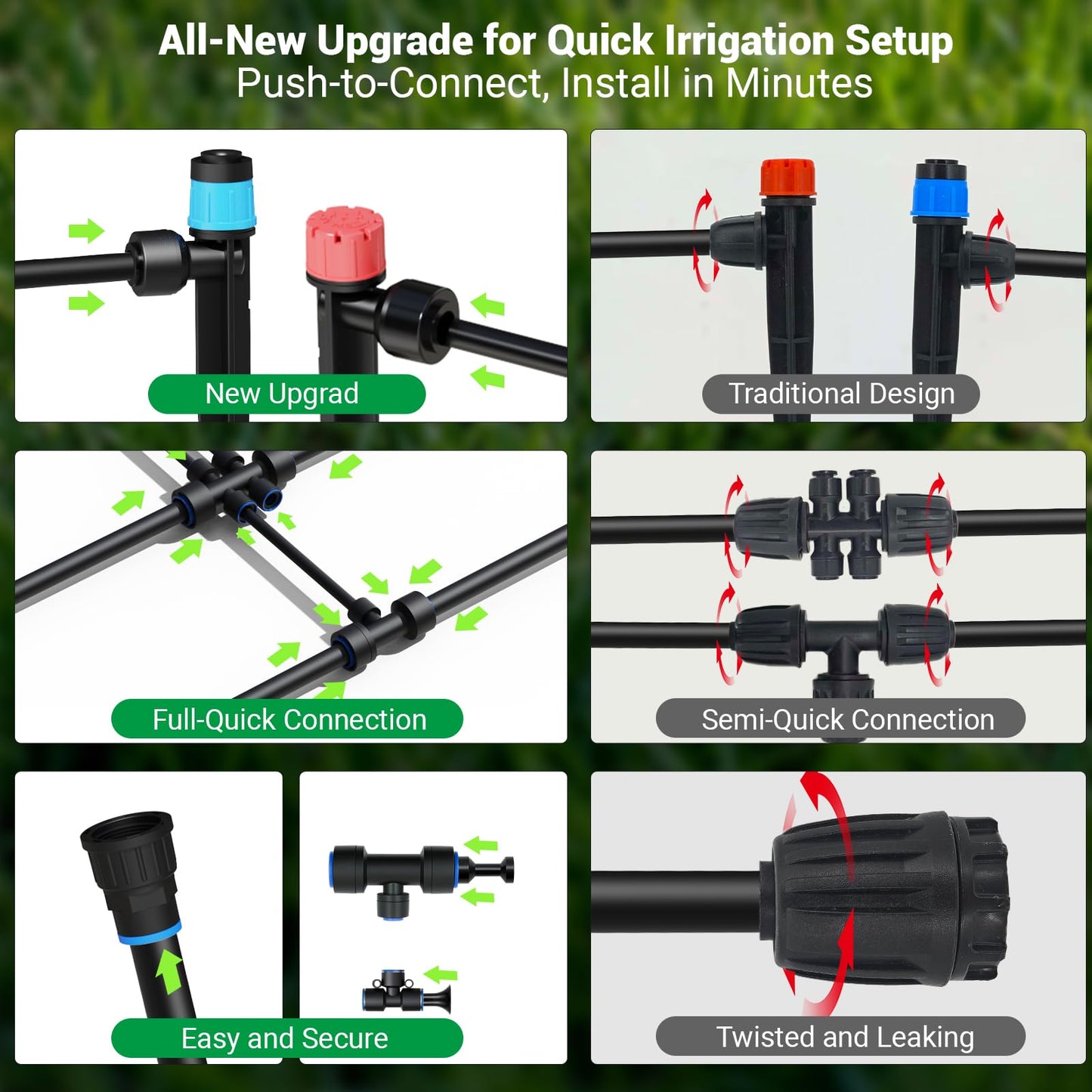 230FT Drip Irrigation System for Garden, 2026 Upgraded DIY Automatic Plant Watering Kit with Push-Fit Connectors, 30 Water-Saving Adjustable Drip Emitters for Yard, Lawn & Greenhouse