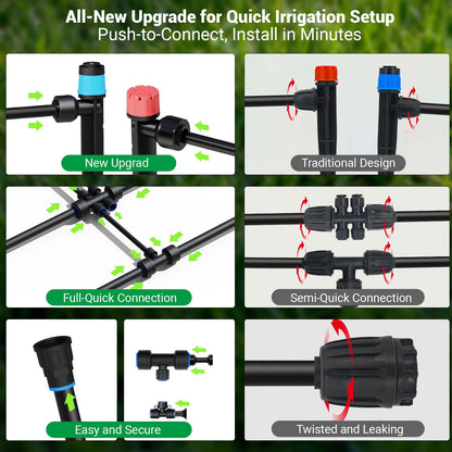 230FT Drip Irrigation System for Garden, 2026 Upgraded DIY Automatic Plant Watering Kit with Push-Fit Connectors, 30 Water-Saving Adjustable Drip Emitters for Yard, Lawn & Greenhouse