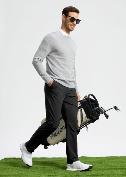 Pudolla Dress Pants for Men Golf Pants Stretch Work Dress Comfy Pants 30 Lightweight Quick Dry Casual Slacks Trousers(Black 33Wx30L)