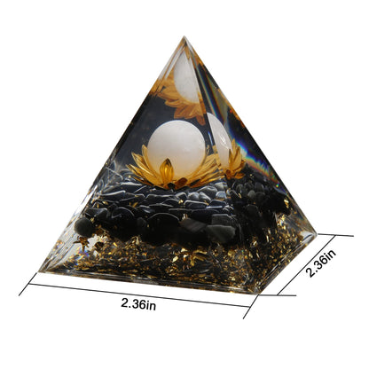 Orgone Pyramid - Positive Energy Source for Meditation, Stress Relief, Wealth Attraction | Crystal Pyramid Orgonite with Protection Crystals | Ideal Energy Generator & Stylish Room Decor