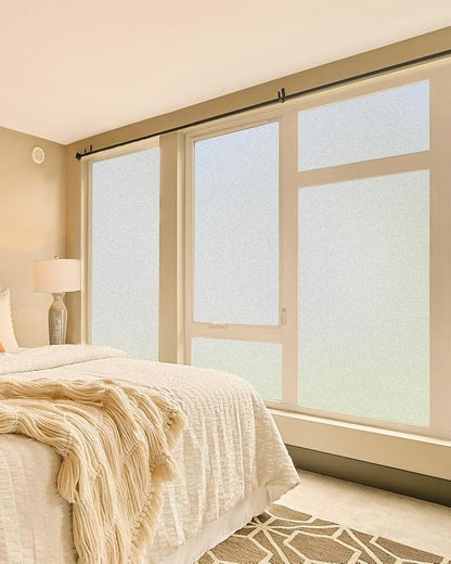 Frosted Glass Window Privacy Film Decorative with Tools, 2 Way Frosting Privacy Film for Glass Windows, Static Cling Tint for Home Anti-UV, Covering Clings 23.6" by 157.4"