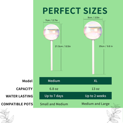 Soilagua 13 oz Up to 2 Weeks Extra Large Plant Self Watering Globes, Light Iridescent Glass Water Bulb Indoor, Plant Waterer Self-Watering Stakes, Perfect Gardening Gifts, 4 Pack