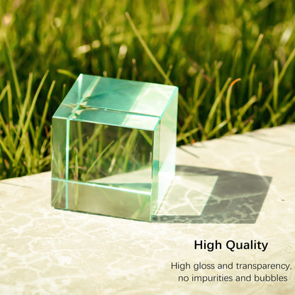 QFkris K9 Crystal Optical Glass Prism Cube Paperweight Ornament Art Glass Figurine Table Home Collectible Decor Photography Accessory (1.5inch,Cyan)