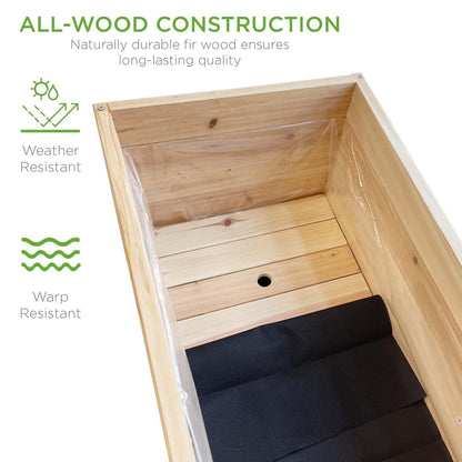 TRUEAURA Wood Raised Garden Bed, Rectangular Planter Box Outdoor Large Tall Trough 39"x28"x15" Flower Planters Boxes with Bottom for Plants Herb Patio Porch Balcony Privacy Screen