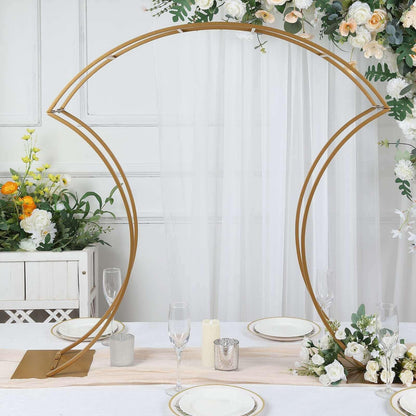 Efavormart 38" Gold Metal Floral Arch Frame Wedding Table Centerpiece Stand With Curvy Design, Large Table Display Or Aisle Prop