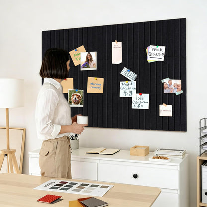 15 Pack Felt Bulletin Board, 35" x 59" Large Black Pinboard with 30 Push Pins, Felt Pin Board, Self-Adhesive Cork Board Tiles for Home, Office Walls, School Classroom Message Photos Display