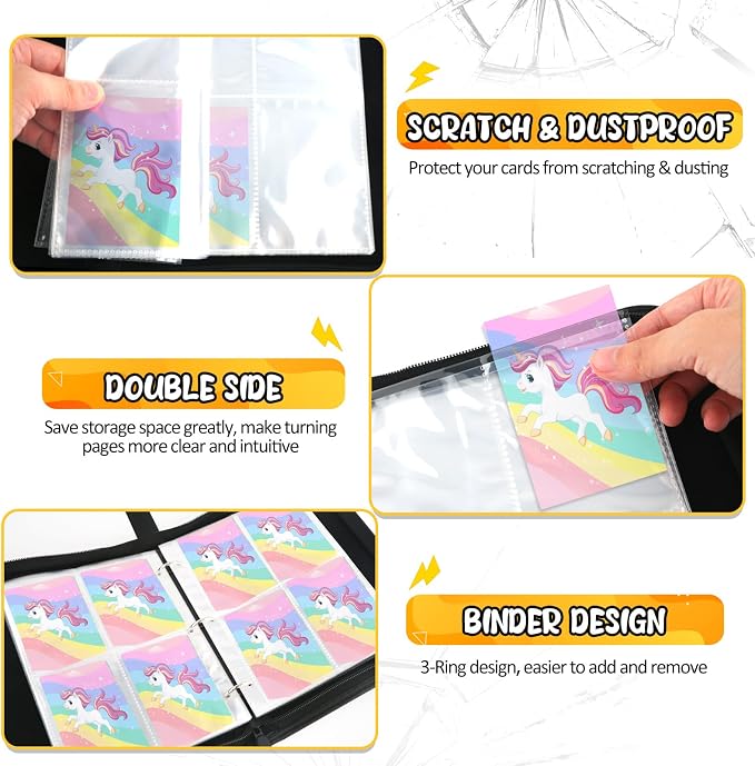 Collectible Trading Card Albums, 400 Card Holders with 50 Removable Sleeves, Portable 4 Pockets Collectible Trading Card Binder, PU Card Collection Binder for MTG, TCG, Sport Card, Game Cards