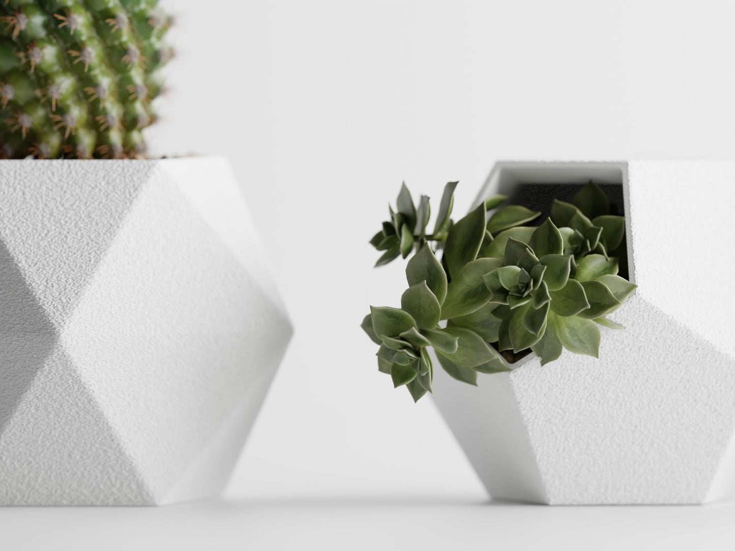 Gallery of Drip 【GeoTrio Modern Geometric Planters】– 3-Piece Faceted Pot Set for Succulents, Cactus, and Indoor Plants – Minimalist Desk Decor, Stylish Gift for Plant Lovers (Pure White)