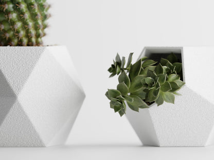Gallery of Drip 【GeoTrio Modern Geometric Planters】– 3-Piece Faceted Pot Set for Succulents, Cactus, and Indoor Plants – Minimalist Desk Decor, Stylish Gift for Plant Lovers (Pure White)