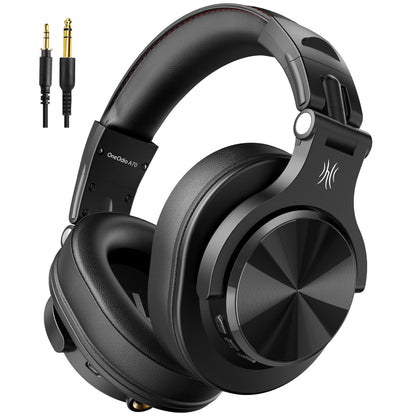 OneOdio A70 Bluetooth Over Ear Headphones, Wireless Headphones with 72H Playtime, Hi-Res, Built-in Mic, 3.5mm/6.35mm Wired Audio Jack for Studio Monitor & Mixing DJ Guitar AMP, Computer PC Gaming