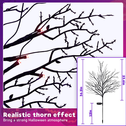 Halloween Solar Pathway Lights 4PCS, Halloween Outdoor Decorations, Artificial Tree Waterproof LED Lights for Lawn Yard Garden Driveway Porch Walkway, Auto On/Off