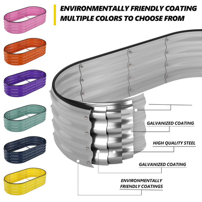 ZFHgarden Galvanized Metal Planter Round Raised Garden Bed Kit for Gardening Outdoor Galvanized Planter Outdoor 1PC Gray 6X3X2FT
