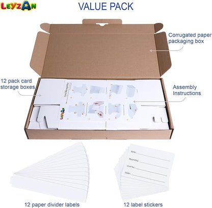 Trading Card Storage Boxes, 12 Pack 600 Count Cardboard Card Organizer for MTG, TCG & Sports Cards, Fits Sleeved Cards, Bulk Card Storage for Trading Card Collections, 10.4 INCH