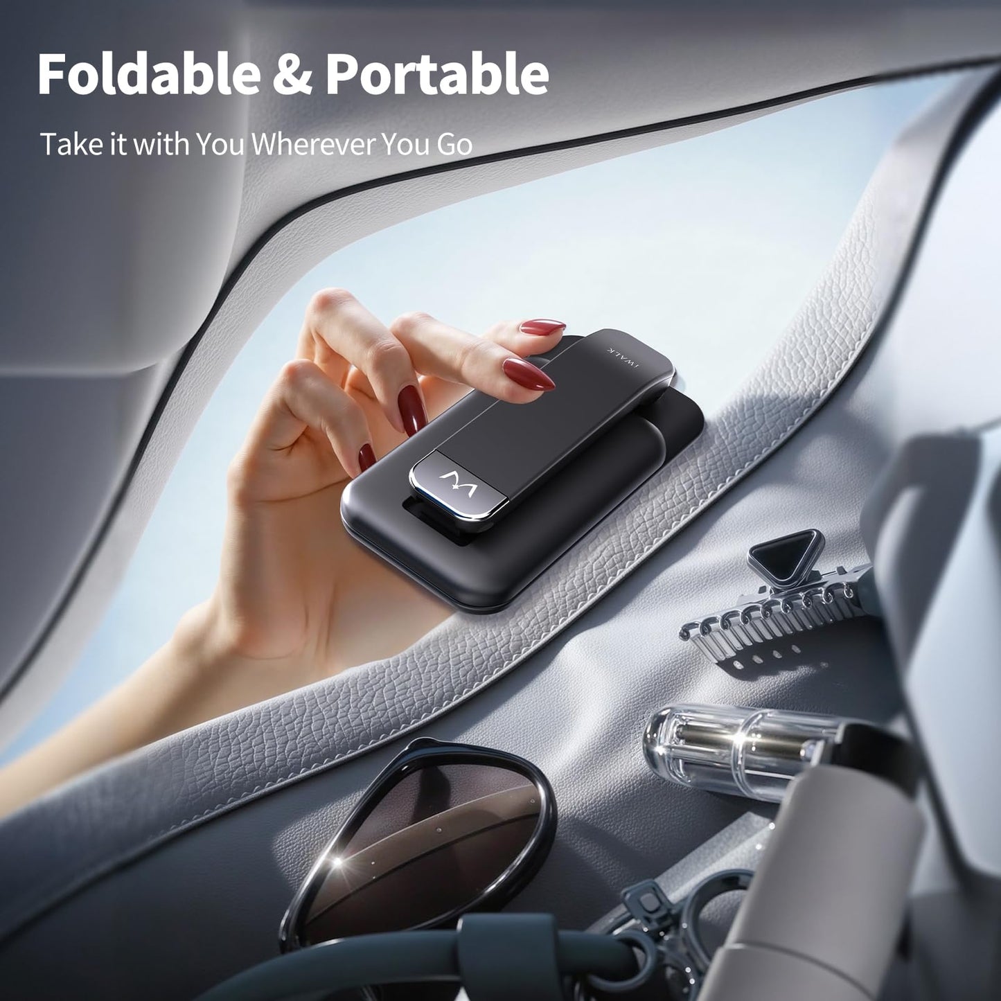 iWALK Magnetic Cell Phone Stand for Desk, Angle and Height Adjustable Mobile Phone Holder, Foldable Magnet Stand for iPhone 17 16 15 14 13 12 Pro Max and iPad, Cell Phone Holder for Samsung, Black