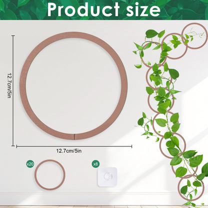 20pcs Round Chain Trellis for Climbing Plants Indoor, with 8pcs Self-Adhesive Hooks, HSSZXFR DIY Plant Climber Support for Vines and Garden Wall Trellis, for Monstera Pothos Ivy Flower