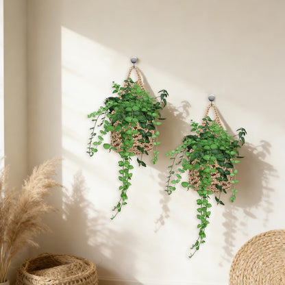 Foxtell 6 Pack Macrame Plant Hangers, 9.4” x 5.1” Cotton Wall Hanging Plant Baskets, Boho Woven Hanging Storage Flower Baskets for Indoor Outdoor Plants, Herbs & Home Decor