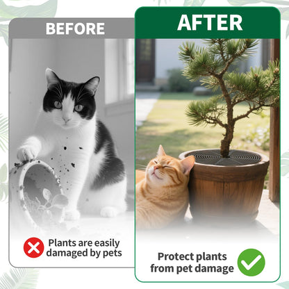 Qiuruoo 3 Pcs Plant Pot Cover, Plant Covers from Animals, Cuttable 11.8 Inch Soil Protectors, Keeps Cats, Animals Out, for Indoors Outdoors(Black)