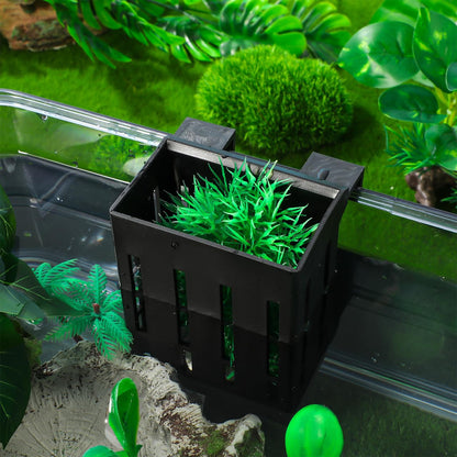 Ipetboom Hanging Aquarium Plant Holder 4-Pack Plastic Aquatic Planters 4.92X3.14X2.16In with Multiple Drainage Holes for Fish Tank Decoration and Aquatic Plant Growth