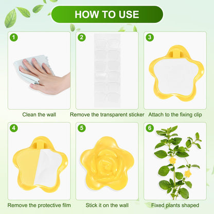 M METERXITY 100 Pack Plant Wall Clips, Self-Adhesive Plant Climbing Wall Clips Fixer with Acrylic Adhesive Sticker for Vine Support/Indoor/Outdoor Decor [Rose-Yellow]
