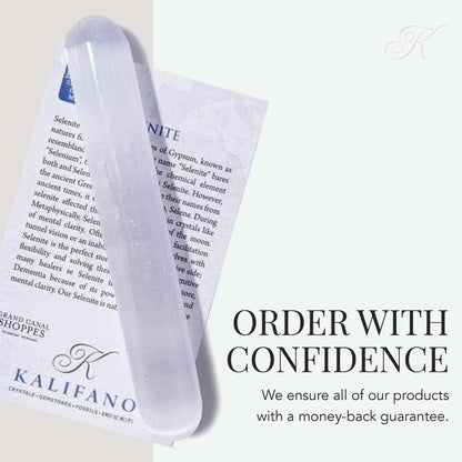 KALIFANO 2 Pack Selenite Wand with Healing & Calming Effects - High Energy Crystal Used for Cleansing and Protection (Information Card Included)