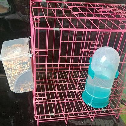 Automatic Pigeon Bird Feeder Water, 2 Pack Plastic Feeder Water Dispenser Drinkers for Cage, No Mess Hanging Parrot Food Feeding, Cage Accessories for Parakeet Quail Bird Chicken (3 Hole-Iron Wire)