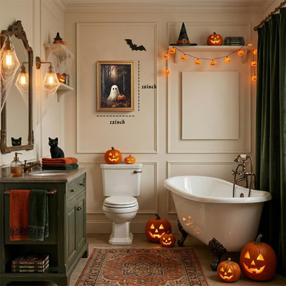 YHCTHT Gold Framed Halloween Wall Art, Ghosts Pumpkin Pictures Wall Decor