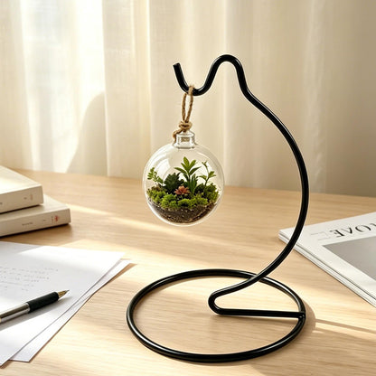 Orepzinc 20 Pcs Ornament Display Stand Small 6 Inch, Ornament Hanger, Air Plant Holder Terrariums Hanging Stand Crystal Ball Hanging Hook for Christmas Wedding Home Office Decoration(Black)