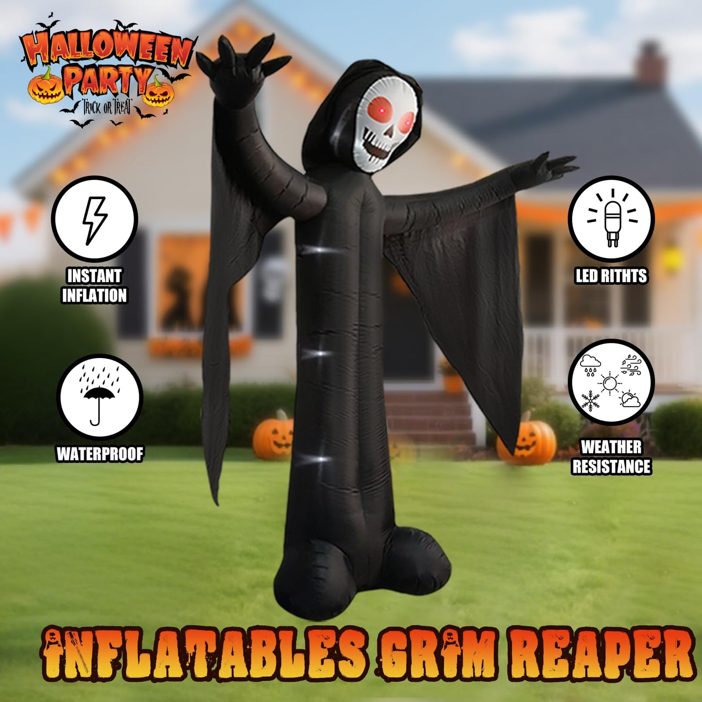 10FT Ghost Halloween Inflatable with Built-in LED Lights, Demon Ghost Inflatables Decoration, Blow Up Lawn Yard Garden Inflatables Decorations (10FT Towering Specter Grim Reaper)