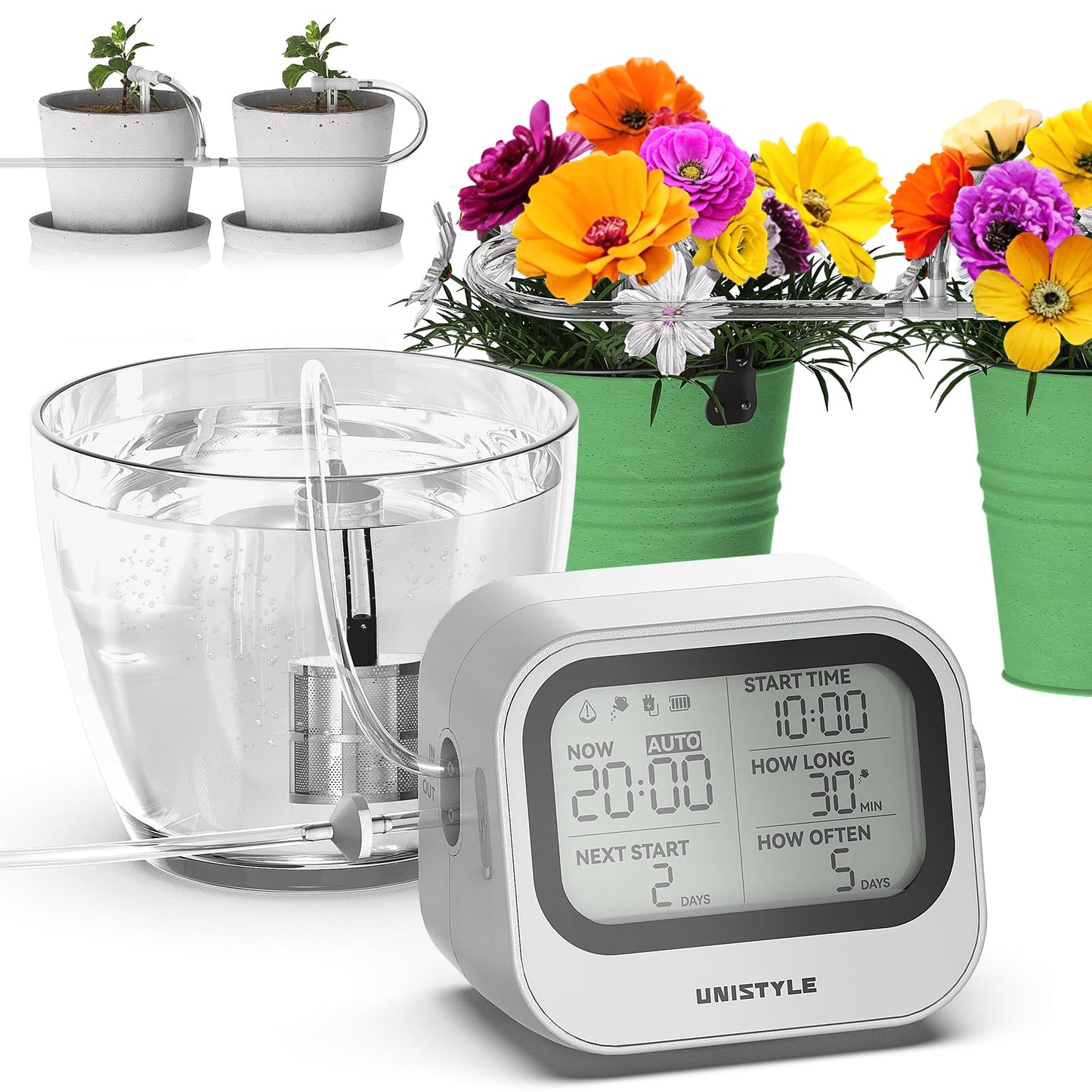 [All-New 2027] Automatic Plant Waterer for Indoor, Unistyle Plant Watering Devices for Potted Plants, Drip Irrigation System with Programmable