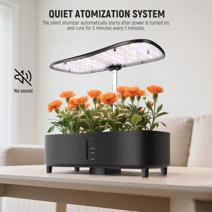 NEEWER Basics Silent Aeroponics Growing System Kit, Hydroponics with Atomization Tech LED Grow Light 3 Modes 15 Seed Pods Timer LCD, Indoor Gardening Plant Food Vegetable Herb Garden Planter, HGS02