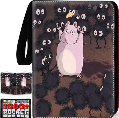 1008 Cute Card Binder 9 Pocket, 3-Ring Trading Card Binder with 56 Page Removable Sleeves, High Storage Waterproof Trading Card Holder Collection Card Album Organizer Case for TCG Cards - Coal