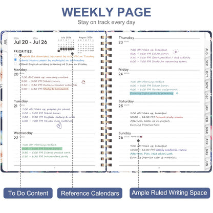 Planner 2026-2027, Weekly and Monthly Academic Planner, July 2026 - June 2027, Hardcover Calendar Agenda Book for School Year Planning, School Supplies for Teacher and Student, A5(6.3'' x 8.5'')