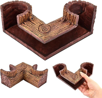 Aquarium Underground Corner Cave, Natural-Looking Wood-Like Viewing Fish & Shrimp Under Gravel Tunnel Fish Tank Decor Decoration Hideout for Corydora Catfish, Kuhli Loach, Pleco