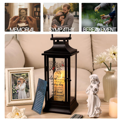 HAVITI Sympathy Gifts for Loss of Loved One Memorial Lantern, Black Memorial Gifts for Loss of Mom Dad Loved One, Acrylic Metal 14 Inches Bereavement Gifts Lantern