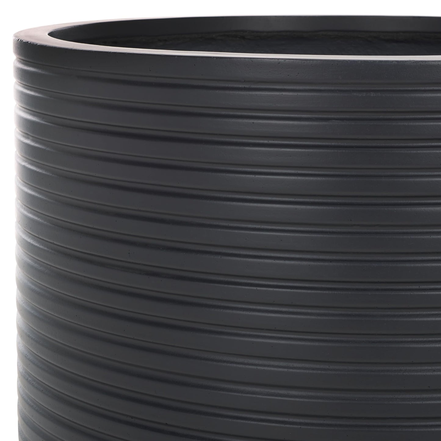 SAFAVIEH Outdoor - Nardo Black Cement Ficonstone Planter Pot with Drainage Hole, Frost Resistant Garden Planter for Patio, Deck, Backyard, 22.83" W x 22.83" D x 18.11" H (PAT1531A)