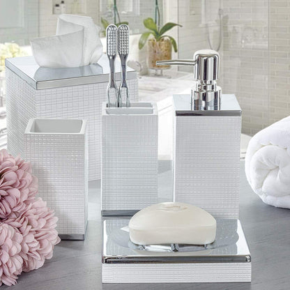 Creative Scents Estella White Tissue Box Cover Square - Decorative Bathroom Tissue Box Holder, Elegant Design Tissue Cover, for Modern Bathroom Decor