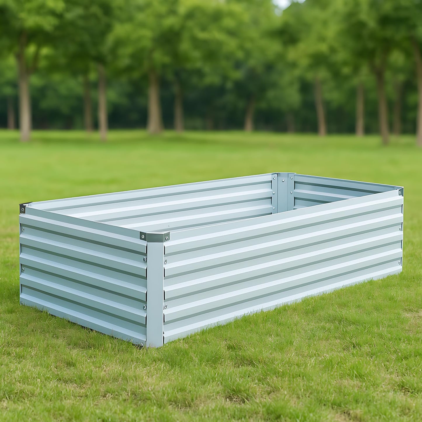 Meberam 2 Pack 12x4x1FT Galvanized Raised Garden Beds Kit Outdoor Metal Gardening Planter Box for Vegetable Elevated Flower Herbs,Silver