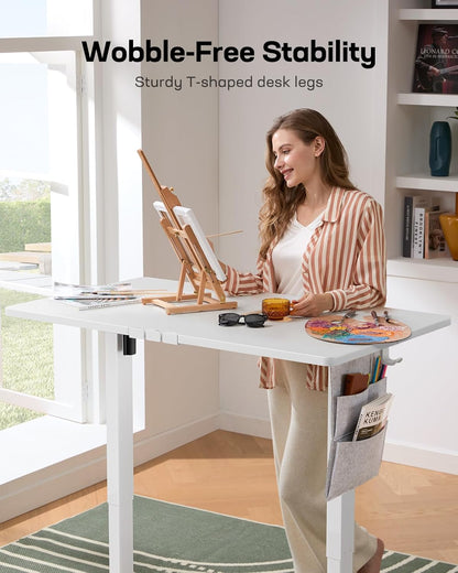 Marsail Standing Desk,Home Office Adjustable Heights Table,Stand Up Desk,63x24 Desktop Sit Stand Gaming Computer Deskfor Study,Writing with 4 Memory Presets,Headphone Hook,Cable Organizer,White