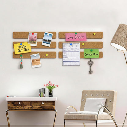 Fushing Cork Boards Felt Bulletin Boards, 13"x2" Pin Boards with Push Pins, Self-Adhesive, No-Drill Wall Mount Pin Boards for Classroom, Office, Home, Dorm, Bedroom Door (12)