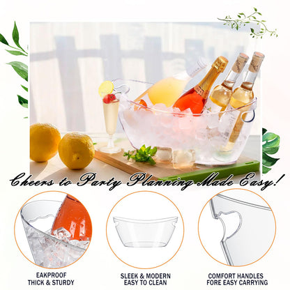 Barafat Ice Bucket for Parties 5.5L - Clear Acrylic Champagne Bucket with Scoop, Large Beverage Tub for Cocktail Bar, Wine, Beer, Soda & Drinks