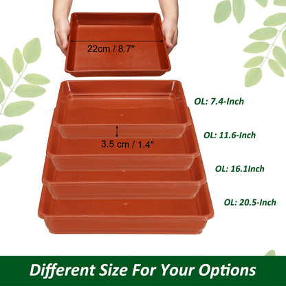 PATIKIL 10 Inch Plant Saucer Tray, 10 Pack PP Plastic Square Plant Saucer Flower Planter Drip Tray for Indoors Outdoors Patio Balcony, Terracotta