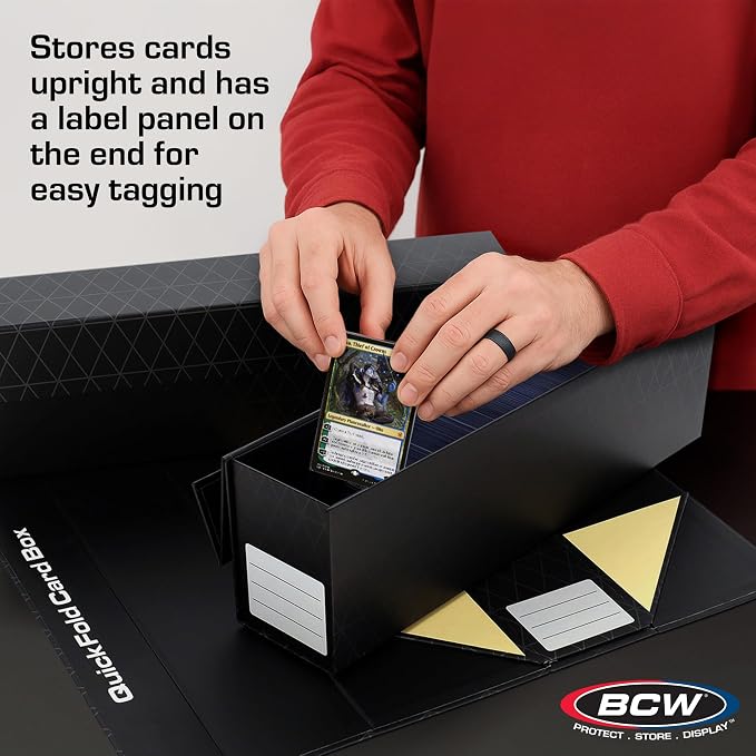 BCW QuickFold® Card Storage Boxes for Magnetics & Toploaders – 9 Pack | Trading Card Holder Box with Magnetic Closure | Easy Fold Assembly for Sports and TCG Cards