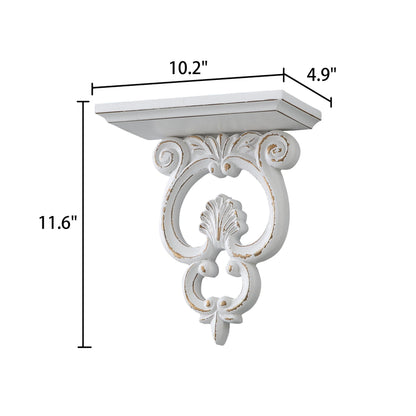 SOFE French White Floating Shelf Wood, Shabby Chic Shelves for Wall, Scroll Shape Hanging Shelf for Candle, Plant, Small Item, Living Room, Bedroom, Dining Room, Hallway Decor