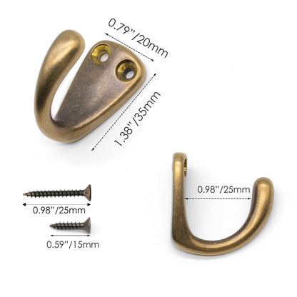 FIRSORCA 4PCS Vintage Bronze Coat and Hat Hook Classic Simple Hooks Wall Mounted Bath Stands for Hanging Clothes Hangers Scarf Towel Key Cup