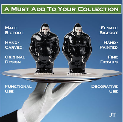 Bigfoot Ceramic Salt and Pepper Shaker Set – Unique Funny Big Foot Sasquatch Gifts for Adults Men and Women – Novelty Gag Cryptid Gifts for White Elephant Party