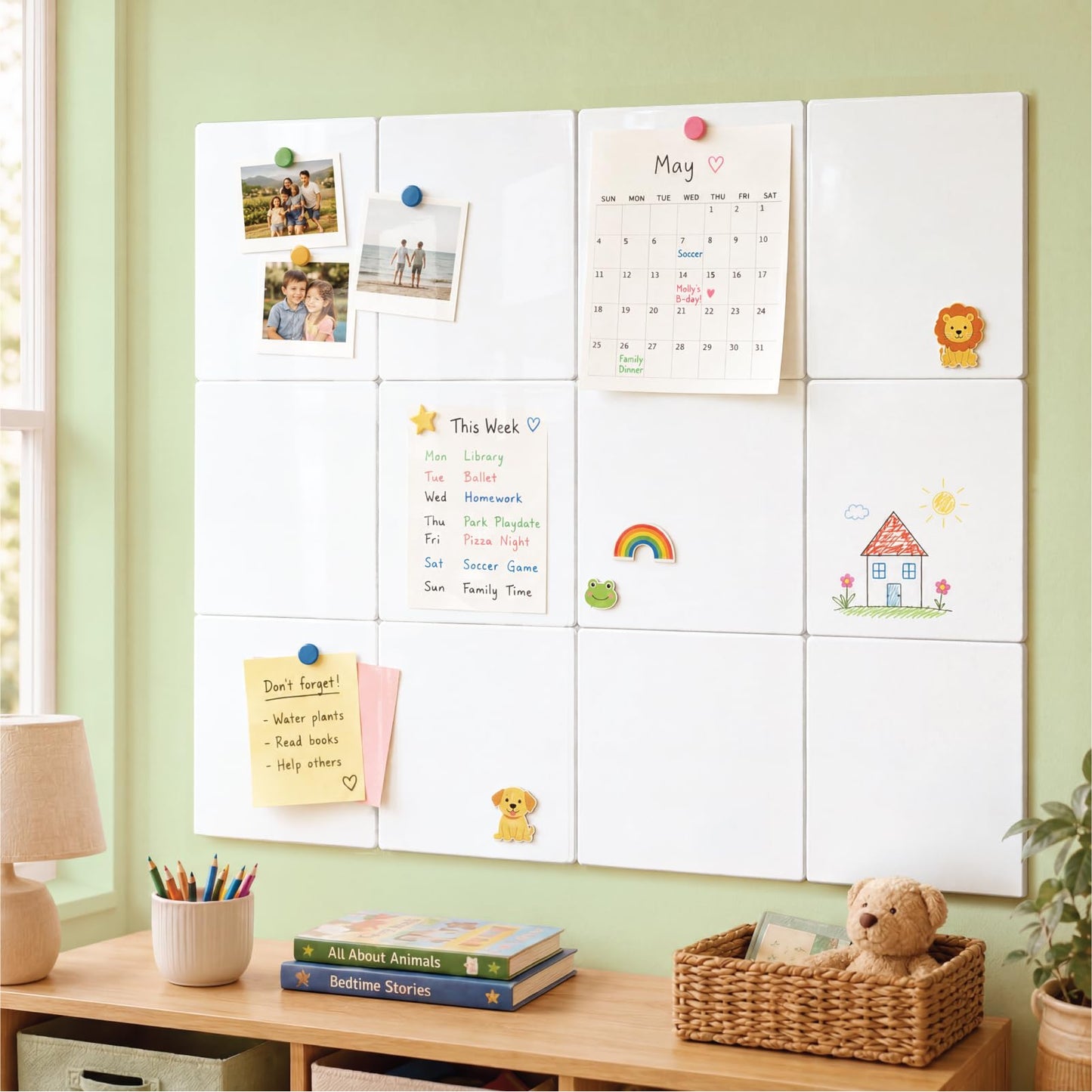Comix Magnetic Board, 12 Pack Magnetic Whiteboard for wall, 11.8 x 11.8 Inches Dry Erase Board for Kids, Students, White Board Dry Erase Set for Fridge, Office and Home, White